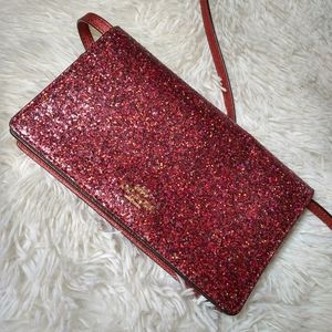 Red glitter coach cross body purse